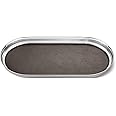 Georg Jensen Manhattan Serving Tray with Brown Leather Lining - Mirror Polished Stainless Steel