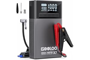 ‎GOOLOO GOOLOO X7 4250A Starthilfe Powerbank mit Kompressor,Starthilfe mit Digitalem Reifenfüller 160 PSI, 12V-Lithium-Batterie-Booster mit Typ-C-Schnellladung (bis zu 10 l Benzin-/10 l Diesel)