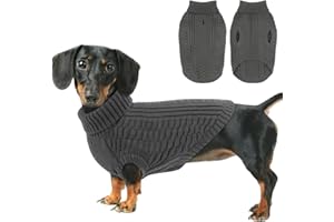 CITÉTOILE Suéter para Perro - Jersey de Invierno con Diseño de Punto, Cálido y Cómodo con Agujero para Correa - Abrigo Canino para Razas Pequeñas y Medianas, Gris, M