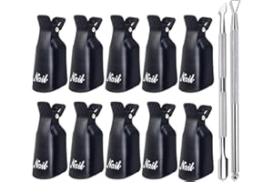 ‎QUFIIRY Qufiiry Nail Clips, Nagel Clips, 10 Stück Nagelklammern, Nagellackentferner Clips Set, Nails Art Gel Cap Einweichen Clip, Nagel-Clips Gel Polish Entferner Wrap Tool （Schwarz）mit Pushers Trimmer 2 PCS