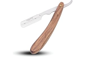 HIGHFITT AZN Cut Throat Razors Straight Edge Razor for Beard and Moustache Barber Cutthroat Razors Shavette Barber Tool Barber Accessories for Professional and Home Use Stainless Steel (Wood)