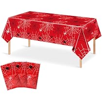 Manteles De Plástico Con Diseño De Telaraña - Pack De 2, Azul Y Rojo, 137x274 Cm - Para Fiestas Infantiles, Cumpleaños, Halloween
