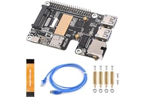 Waveshare PCIe to MiniPCIe/Gigabit Ethernet/USB 3.2 Gen1 Hat+ Compatible with Raspberry Pi 5, Supports Multiple OS and MiniPCIe Interface 4G Module (Without SIM7600G-H-PCIE),High-Speed Networking
