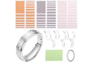 LEMESO Ferma Anello Silicone Stringi Anello Invisibile 3 Adesivi Nude, Grigio, Trasparente, 8 Riduttore Anelli Dito con Panno e Nastrini Biadesivi