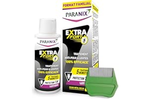 Paranix Extra Fort 5 minutes - Lotion Anti-Poux et Lentes 100% efficace* 2 en 1 : traite et protège – Format Familial 200 ml – Peigne fin en métal inclus