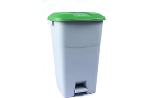 Tayg poubelle de 60 litres avec pédale, base grise et couvercle vert