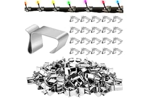 WEFHEF 120 Stück Dachrinnenhaken für Lichterketten, Rostfreier Stahl Feder U Klammer Edelstahl Weihnachtslichter Dachrinnenhalter Metall Licht Haken Clip Mini Dachrinnenhaken für Dekorativer Lichter