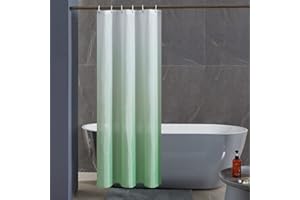Furlinic Cortina Ducha Antimoho Verde Degradado Poliester Tela Impermeable Lavable Pequeña Cortinas Baño Originales 6 Anillas Cortina Ducha Plegable 90x180cm