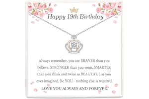 VOSAP 13th 16th 17th 18th 21st Birthday Gifts for Girls, Sterling Silver Crown Necklace 13 16 17 18 21 year old gifts for girls, 13th 16th 17th 18th 21st Birthday Jewellery Presents for Daughter Granddaughter Friend Women