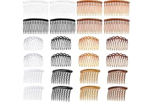 Peignes à Cheveux Décoratifs,Forreen 24 Pièces Peignes Latéraux Français Plastique Vintage Peigne à Cheveux Latéral avec 11/17/24 Dents pour Femmes Filles Utilisation Quotidienne, 4 Couleurs