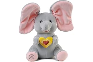 eJog Pup Peluche Éléphant Animé Interactif Qui Chante, Flappy L'Éléphant, Jouet Électrique Doudou Musical Apaisant pour Bébé, Idée Cadeau