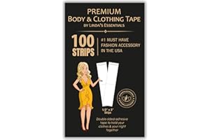 Linda's Essentials Double Sided Body and Fashion Tape (100 Pack) - Extra Adhesive Double Sided Boob Tape for Clothes & Skin, All Fabric Types, Perfect for Dresses, Body & Bra Support