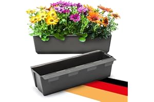 BigDean 2er Set Paletten Blumenkästen - Einsatz - mit Hängesystem zum Einhängen - 37cm anthrazit - Pflanzkasten für Europalette Balkonkasten Blumentopf - aus recyceltem PP-Kunststoff