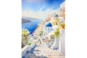 KEEMOSO Peinture par Numéro Adulte/Enfant, DIY Paint by Numbers Kit sans Cadre 40 x 50 cm, pour Décoration Intérieure-Rêver de la mer Égée