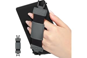 MoKo Soft Hand Strap for 6-8" Kindle eReaders Fire Tablet Kindle/Kobo/Voyaga/Lenovo/Sony Kindle E-Book Tablet, Black High-Elasticity Versatile Hand Strap Lightweight Finger Grip Holder, Space Gray