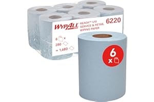 Panno in carta per Service & Retail WypAll® L10 6220 - rotolo azzurro a dispensazione centrale a 1-6 rotoli a dispensazione centrale x 280 panni di carta (totale 1.680)