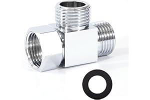 ELEGRIP Adattatore per Deviatore Dell'acqua, 3 Voies T Raccordi per Tubo Flessibile G1/2" per Valvola Angolare, Bracci Doccia, Spruzzatore per Bidet, Raccordi per Tubi Flessibili