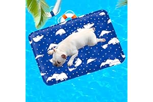 ALEPGLDE Tappetino Refrigerante per Cani Gatti,Gel Attivato alla Pressione, Tappeto di Raffreddamento AntiGraffio/Impermeabile/Antiscivolo per Cane, Perfetto per Cani e Gatti in Estate, 40X50cm, Blu Reale