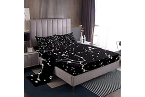 LOUSSIESD Set di lenzuola Galaxy per bambini e ragazze ragazzi spazio esterno cielo stellato Set di biancheria da letto per adolescenti Costellazione Singlekle Stars Set di lenzuola in microfibra super morbida