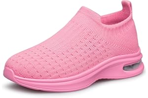 Raoendis Boys Girls Trainers Kids Slip on Shoes School Sneakers, Mesh Walking Running Shoes Comfortable Air Cushion Sport Trainers for Toddler/Little Kid/Big Kid