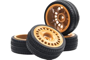 HIRCQOO Outer Diameter 70mm Rubber Tires & Nylon 12mm Hex Hub Wheel Rims Compatible with Tamiya HPI Kyosho HSP 1/10 1/12 On-Road Touring Car,WLtoys 1/14 144001 1/18 A959B RC Buggy (Brown)