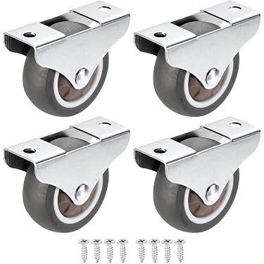 thumbnail image 2 of PATIKIL 4-Pack Mini Rigid Caster Wheels – Silent Fixed Plate Casters, 66Lbs Load, M4 Screws For Furniture & Carts 2 of 14