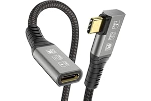 YIWENTEC USB4 8K 0.5M Cable Thunderbolt 4 USB 4 Type-c Male Angle to Female Extension Cable Ultra HD 8K@60Hz 100W Charging 40Gbps Data Transfer Compatible with External SSD eGPU USB-C Docking