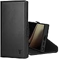 TORRO Case Compatible with Samsung Galaxy S24 Ultra 5G – Premium Leather Wallet Case with Kickstand and Card Slots (Black)