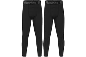 Roadbox 2er Pack Thermo Leggings Jungen, Warme Milchseide Fleece Kompressionshose Winter, Ideal für Fußball Laufen Ski