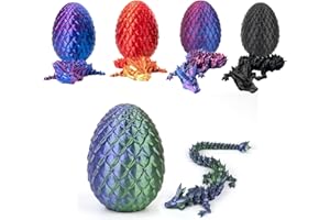 AIZQYC 3D Gedrucktes Drachenei mit Drache, Geheimnisvolle 3D Kristall Drache Spielzeug im Ei Groß, 3D-Gedruckter Beweglicher Überraschungsdrache für Kinder Erwachsene.