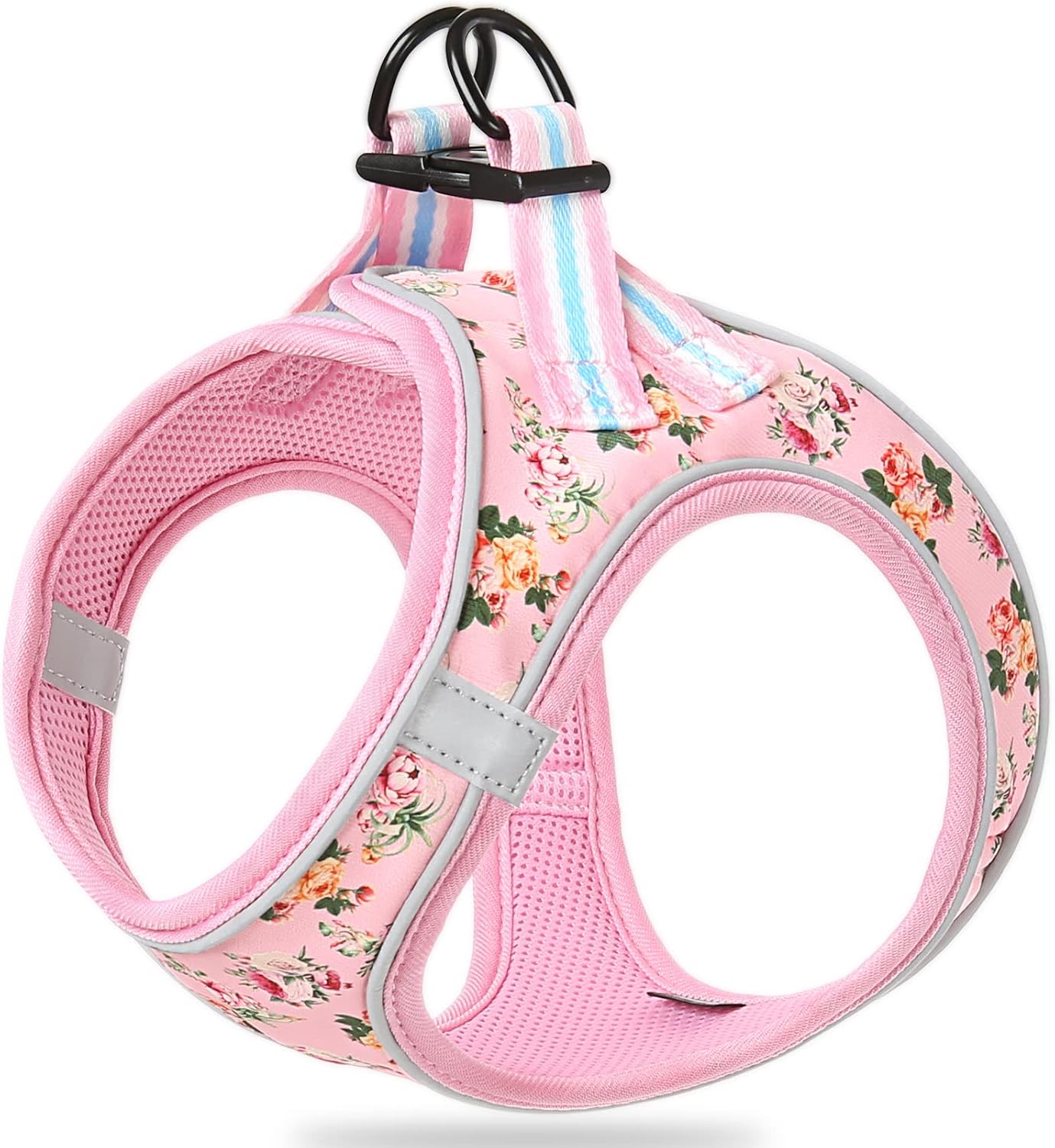 HEELE Pink Floral Print Dog Vest Harness, Air Mesh, Reflective, Pink Floral, XS