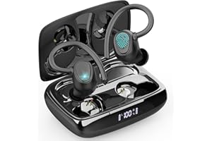 ORDTOP Wireless Earbuds, Wireless Headphones Running Bluetooth 5.3 Headphones with Mic, Wireless Earphones IP7 Waterproof Ear Hooks, Noise Cancelling Earbuds Stereo Sound, 48H, USB-C, Headsets for Sport