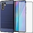 Phone Case for Huawei P30 Pro and Tempered Glass Screen Protector Film Cover with Mobile Accessories Slim Thin Shockproof Soft Silicone Rubber TPU Huwai Hawaii Hwauei Haweii P 30 30pro Girls Men Blue
