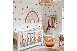 funlife Grandi Arcobaleni Colorati Adesivi Murali, Autoadesivo Adesivi da Parete Boho a Pois, Sticker da Muro Boho Cuori per Bambini Ragazze Camerette Camera da Letto Asilo Nido Decorazione