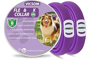VICSOM Collares Antiparasitario para Perros, Collar Antipulgas Perros, Collar de Pulgas y Garrapatas para Perro Impermeable Regulable, Válido 8 Meses para Perros de Todos los Tamaños Verde 2Pcs