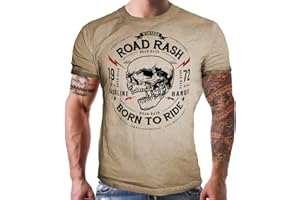 Gasoline Bandit - T-shirt style biker avec inscription « Road Rash - Born to Ride »