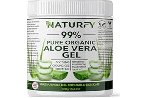 NATURFY Pure Aloe Vera Gel Made From Freshly Cut Aloe for Face, Hair & Body Suitable For All Skin & Hair Types Organic Soothing Moisturiser For After Sun Care Acne Vegan & Cruelty-Free 500gm
