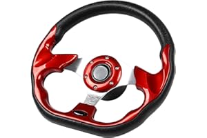 GONMOT 12.5"Marine Boat Steering Wheel with 3/4" Tapered Shaft，Rust-proof Carbon Fiber Steering Wheel for Most Marine boats,Vessels,Yachts,Pontoons Boat (D shape red)