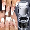 Vonrui Superfine French Nail Glitter Powder - Black White Snow Design Sugar Shiny Effect Candy Glitter Flakes Pigment Dust Gel Polish Manicure Accessories DIY Crafts (2 Bottles) (MN 2pcs (3))