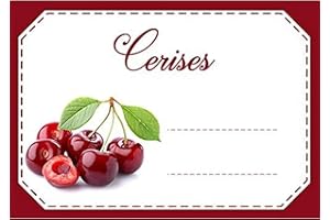 Lot d'étiquettes autocollantes pour confiture, faciles à décoller, adhésives, idéales pour l'étiquetage de vos pots de confitures et bocaux fait maison - Mon Bio Jardin (30x Cerise - A8)