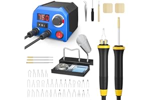 Trsaow Upgraded Wood Burning Machine, Dual Pyrography Pens, 33 Wire Nibs and 3 Solid-Point Tips, Wood Burning kit with Digital Temperature Display for Pyrography Artworks
