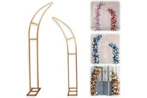 Kingbar Arche Mariage, Kit D'arche De Ballons en Métal, Arche De Mariage en Métal avec Une Paire De Bases Carrées pour Fête d'anniversaire, Mariage, Cérémonie, Jardin, Gold, 2.1+2.5M