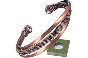 Wollet Magnetisches Kupferarmband, Kupfer-Manschettenarmband – mit 8 Magneten mit 3500 Guass und Geschenkbox (CPB-2023-FBM)