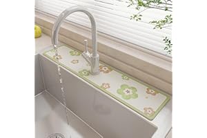 QOSNEOUN Fantasy Style Faucet Draining Mat, Wasserhahn-Abtropfmatte im Fantasy-Stil, Absorbant Faucet Mat for Kitchen Sink, Floral Sink Faucet Mat, Diatom Mud Kitchen Faucet Mat Sink Splash Guard (23)