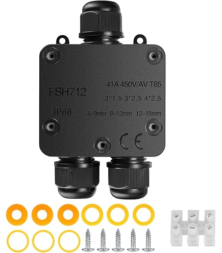PEBA® Scatola di Giunzione Impermeabile IP68,Scatole di derivazione impermeabili,Scatole derivazione esterne - Scatola di connessione elettrica a 5 vie per cavi da 4-14mm,Connettori cavi impermeabili