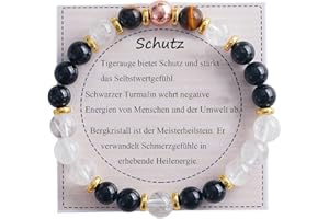 UEUC Heilstein-Perlenarmband für Frauen, Armband mit natürlichen Edelsteinen, Gleichgewichtsschutz, spirituelles Kristallperlenarmband zur Angstlinderung mit Bedeutungskarte