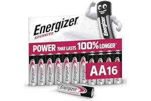 Energizer Advanced - AA Batteries (16 Pack) - Double A Battery 1.5V - Up To 100% Longer Lasting - Ideal for High-Drain Devices - 0% Plastic Packaging - 10 Year Shelf Life [Amazon Exclusive]