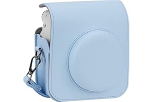 LIRDDY Kameratasche für Fujifilm Instax Mini 12, Sofortbildkamera-Tasche - PU-Leder mit Tasche und Schulterriemen(Pastel Blue)