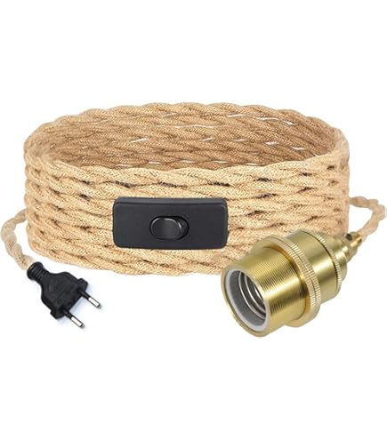 Vintage Hanglamp Henneptouw Kabel 6.8 Meter DIY Verlichting Industriële Henneptouw Hanglamp E27 Met Schakelaar - Vintage 3-Lamp DIY Lampen Henneptouw