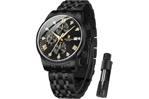 SAPPHERO orologio rotondo in acciaio inox per gli uomini, 50M impermeabile luminoso uomo elegante regalo da polso con datario e design analogico al quarzo